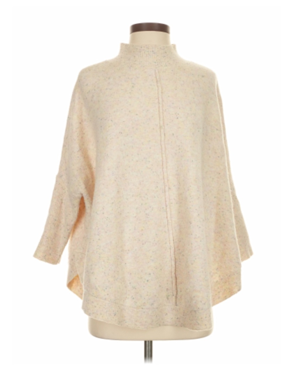 Ann Taylor LOFT Beige Tan Poncho Cozy Layering Fall Winter Lagenlook Coastal